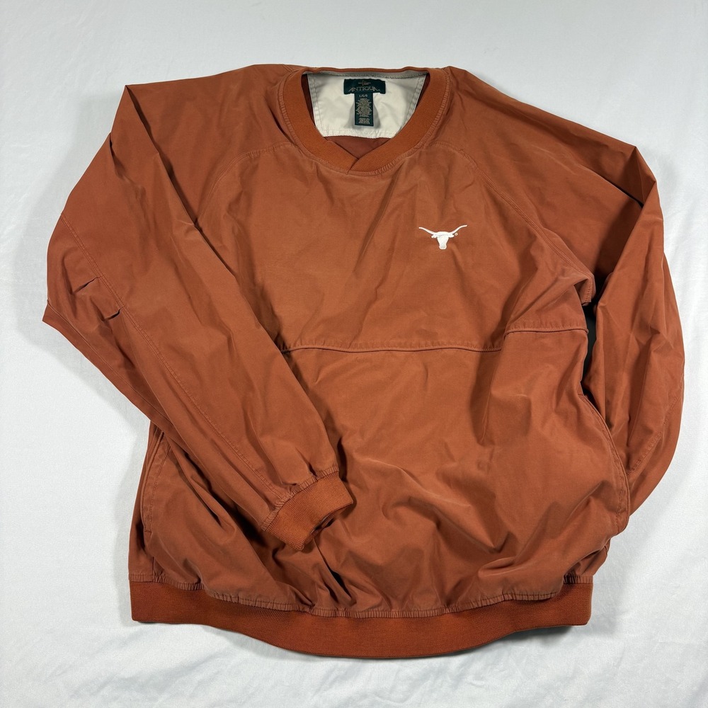 Antigua Texas Longhorns Pullover Men Size L Burnt Orange V-Neck Embroidered Logo - Picture 2 of 9